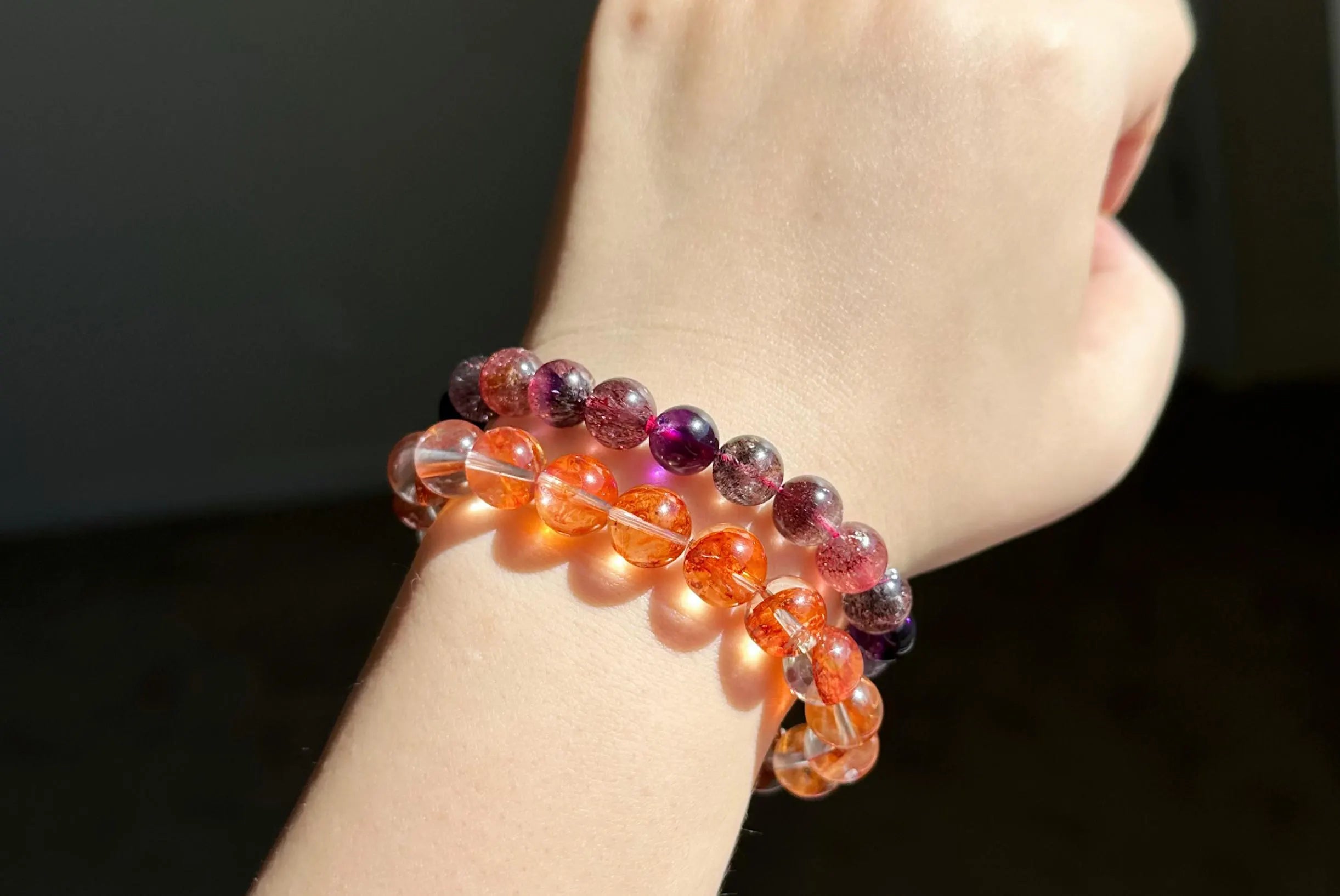Certified Natural Top Grade Fanta Hematoid Quartz Bead Bracelet, Fire Quartz bracelet